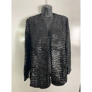 Saks Fifth Avenue Blazer Black Sequin Small 60'